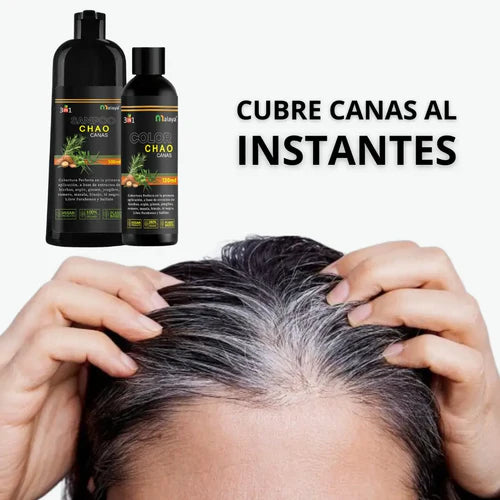 SHAMPOO CHAO CANAS +TRATAMIENTO - cubre naturalmente las canas en minutos 🌿